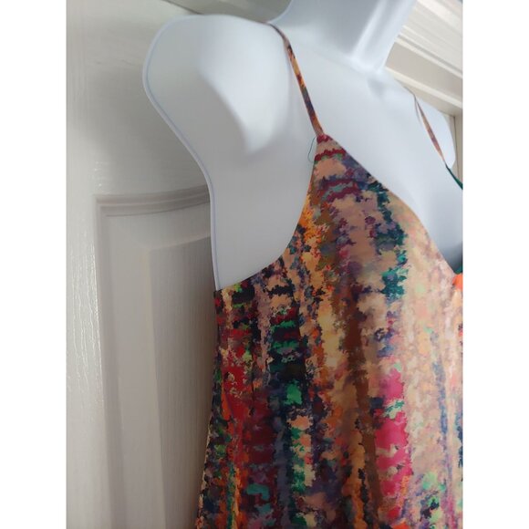 Nicole Miller Water Color Artsy Elegant Silky Sleeveless Maxi XS Whimsy - Picture 8 of 15